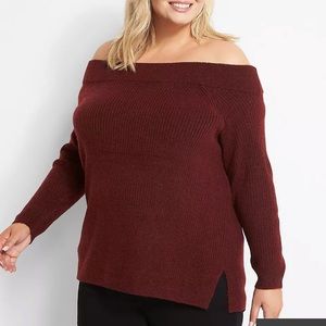 Lane Bryant off the shoulder maroon sweater